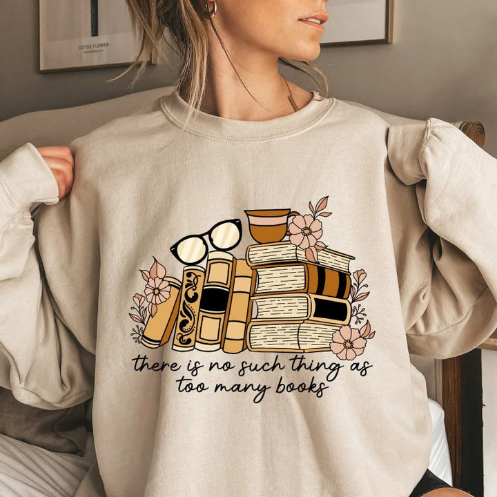 Floral Book Nerd Fleece Long Sleeve Sweatshirt Crewneck Sweatshirt Pullover