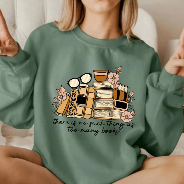 Floral Book Nerd Fleece Long Sleeve Sweatshirt Crewneck Sweatshirt Pullover