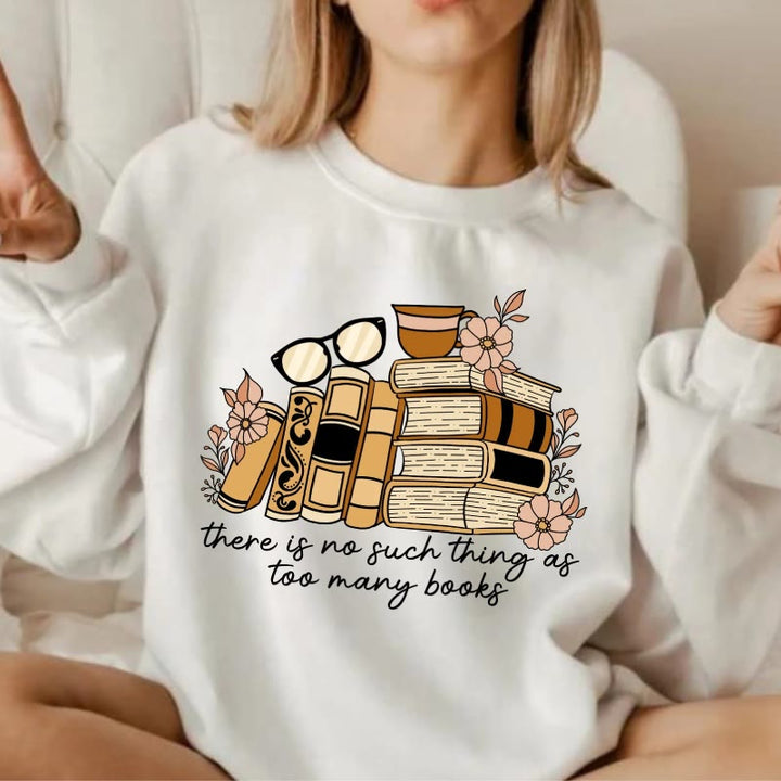 Floral Book Nerd Fleece Long Sleeve Sweatshirt Crewneck Sweatshirt Pullover