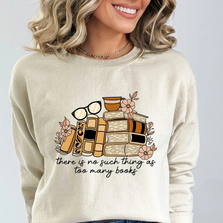 Floral Book Nerd Fleece Long Sleeve Sweatshirt Crewneck Sweatshirt Pullover