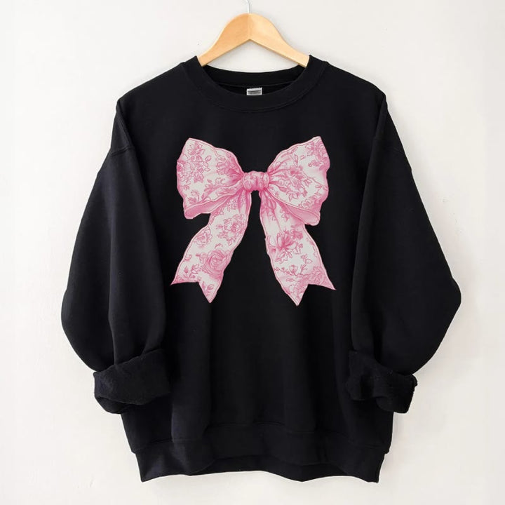 Love Coquette Bow Fleece Long Sleeve Sweatshirt Crewneck Sweatshirt Pullover