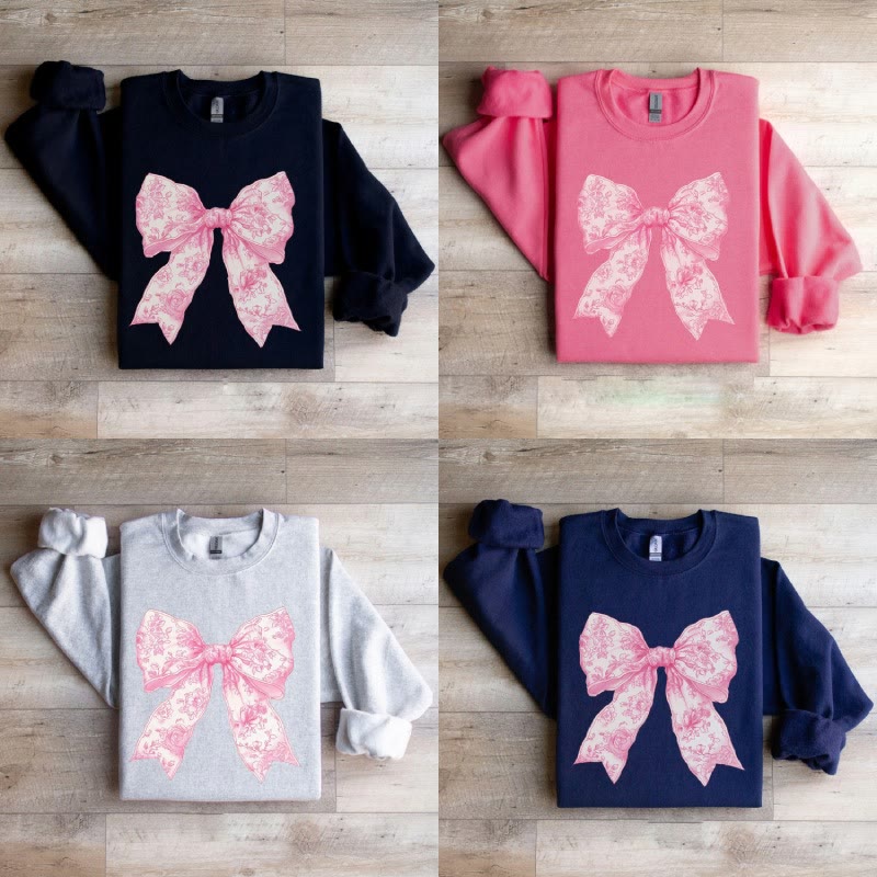 Love Coquette Bow Fleece Long Sleeve Sweatshirt Crewneck Sweatshirt Pullover