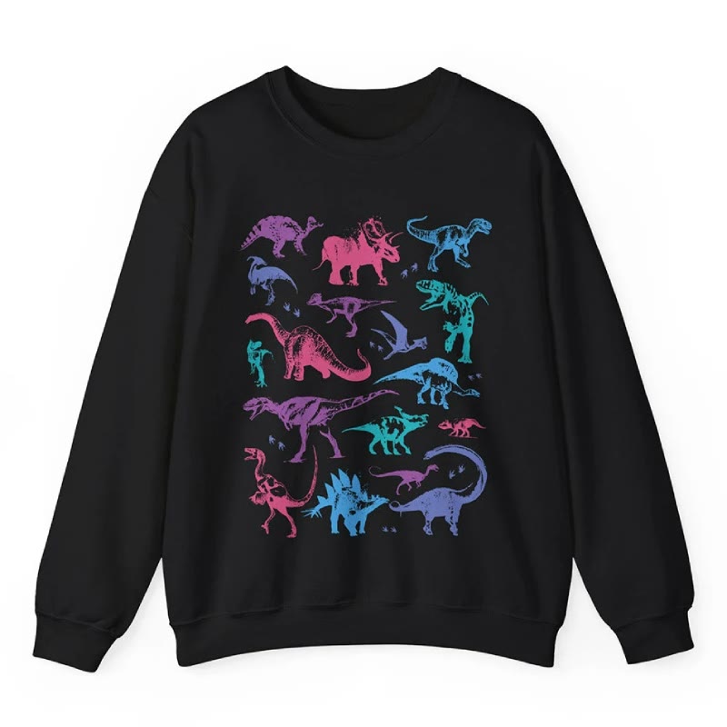 Pastel Dinosaurs Fleece Long Sleeve Sweatshirt Crewneck Sweatshirt Pullover