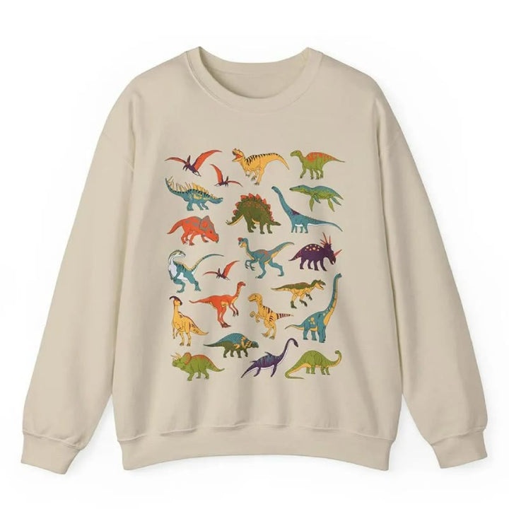 Dinosaurs 90s Pastel Fleece Long Sleeve Sweatshirt Crewneck Sweatshirt Pullover