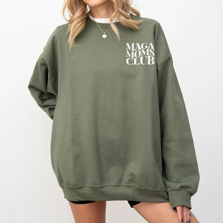 Maga Moms Club Fleece Long Sleeve Sweatshirt Crewneck Sweatshirt Pullover