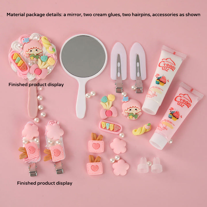 Diy Cream Glue Material Kit With Accessories Small Round Mirror