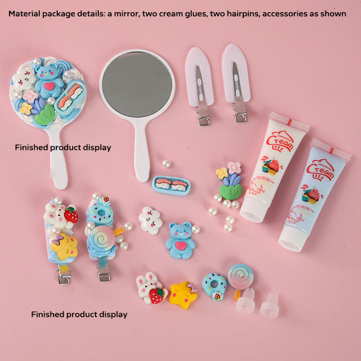 Diy Cream Glue Material Kit With Accessories Small Round Mirror