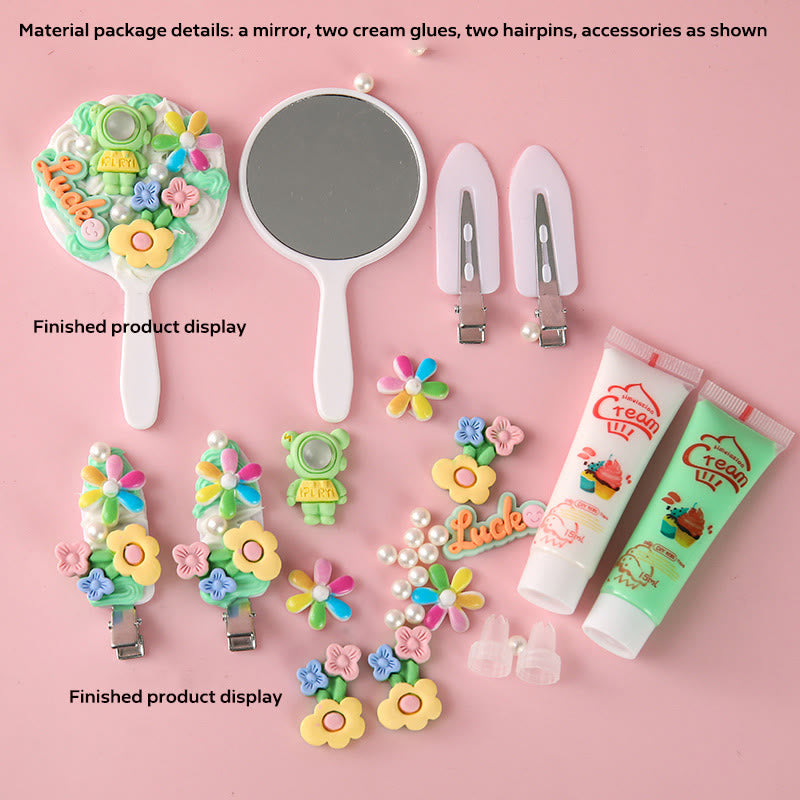 Diy Cream Glue Material Kit With Accessories Small Round Mirror