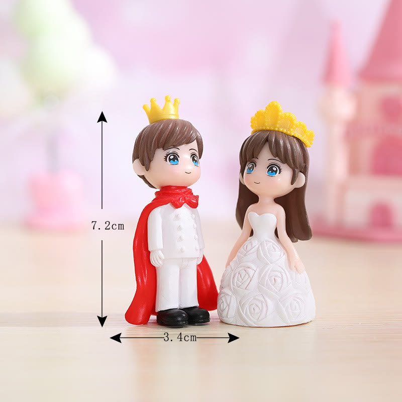 Miniatures Prince Princess Cartoon Couple Artificial Mini Characters For Dollhouse