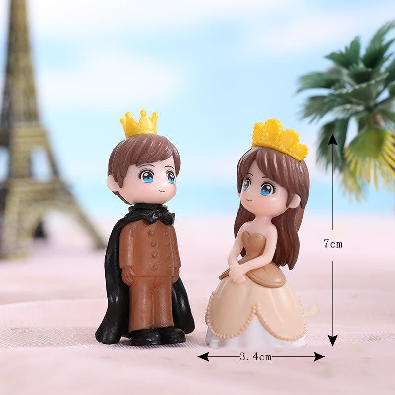 Miniatures Prince Princess Cartoon Couple Artificial Mini Characters For Dollhouse