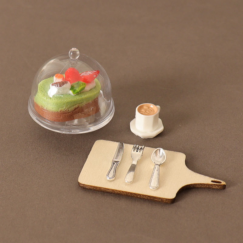 Miniatures Cake Coffee Tray Set Artificial Mini Food Set For Dollhouse