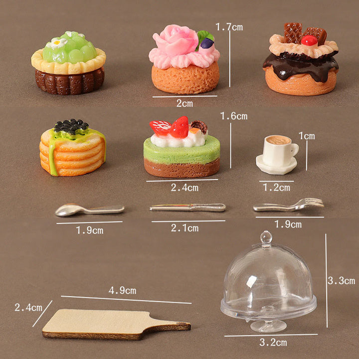 Miniatures Cake Coffee Tray Set Artificial Mini Food Set For Dollhouse