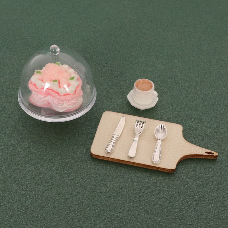 Miniatures Cake Coffee Tray Set Artificial Mini Food Set For Dollhouse