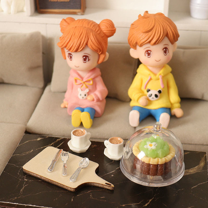 Miniatures Cake Coffee Tray Set Artificial Mini Food Set For Dollhouse