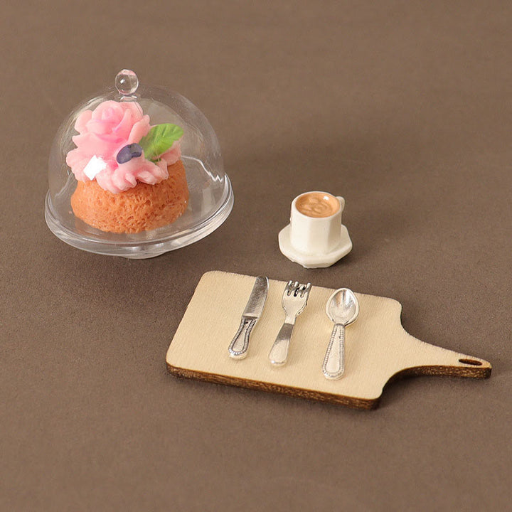 Miniatures Cake Coffee Tray Set Artificial Mini Food Set For Dollhouse