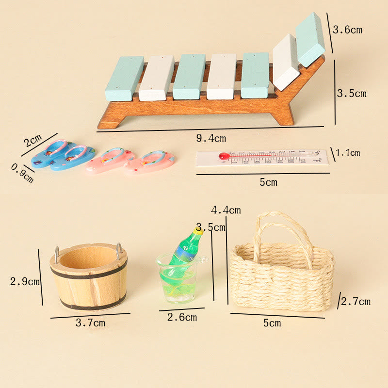 11pcs Miniatures Summer Beach Set Artificial Mini Model Decoration For Dollhouse