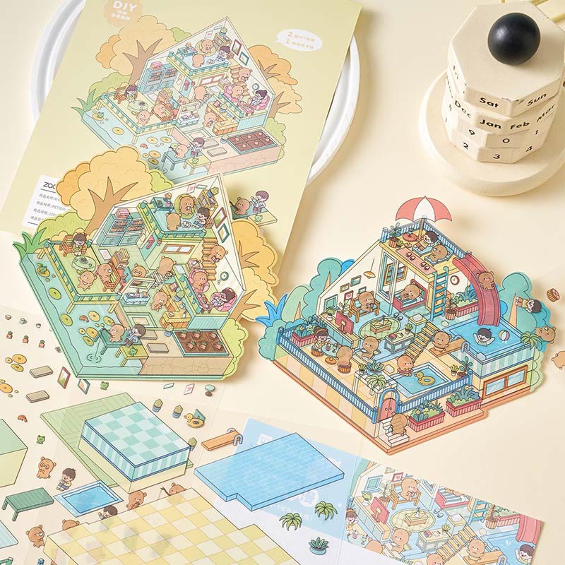 Four Seasons Cottage Series Stickers Relief 3D Journaling Stickers