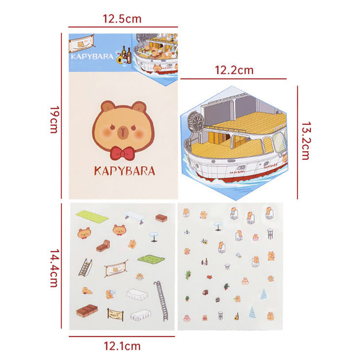 Cartoon Miniature Scene Series Stickers Relief 3D Journaling Stickers