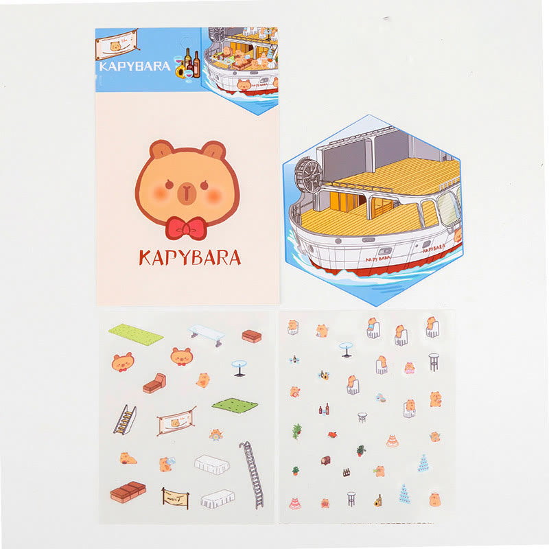 Cartoon Miniature Scene Series Stickers Relief 3D Journaling Stickers