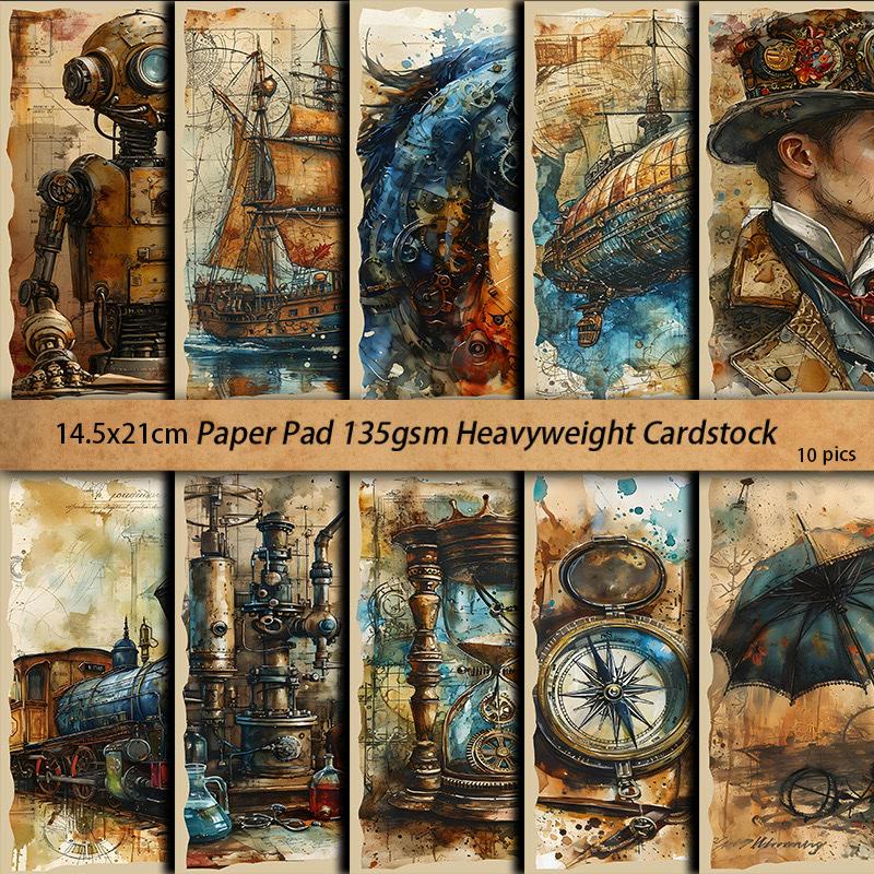 10pcs Strange World Paper Set Decorative Scrapbook Journaling Backing Paper