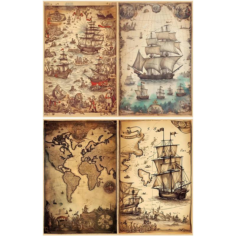 15pcs Map Of That Time Paper Set Decorative Scrapbook Journaling Backing Paper