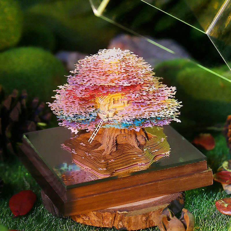 Forest Treehouse 3D Memo Pad Sticky Note 2025 Calendar Paper Sculpture