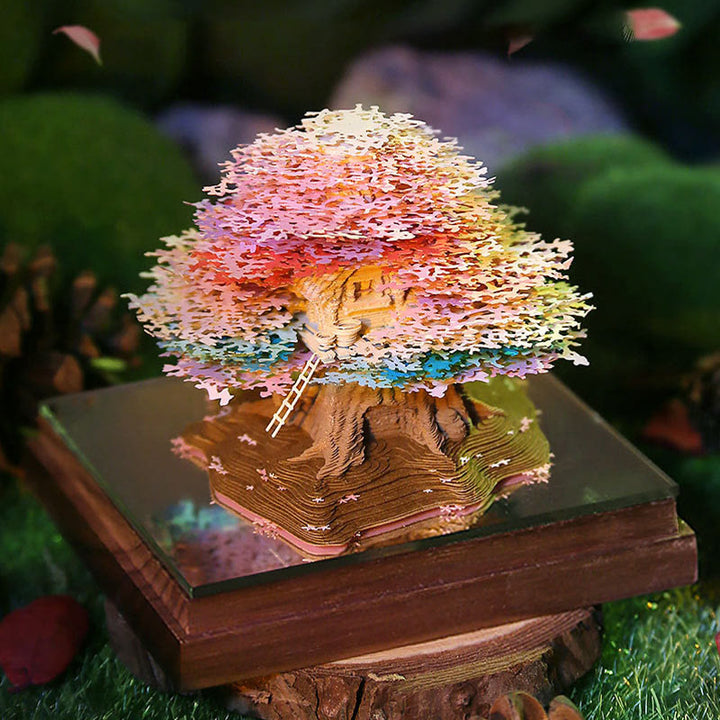 Forest Treehouse 3D Memo Pad Sticky Note 2025 Calendar Paper Sculpture