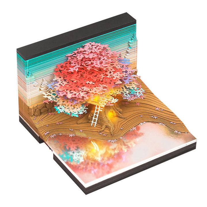 Forest Treehouse 3D Memo Pad Sticky Note 2025 Calendar Paper Sculpture