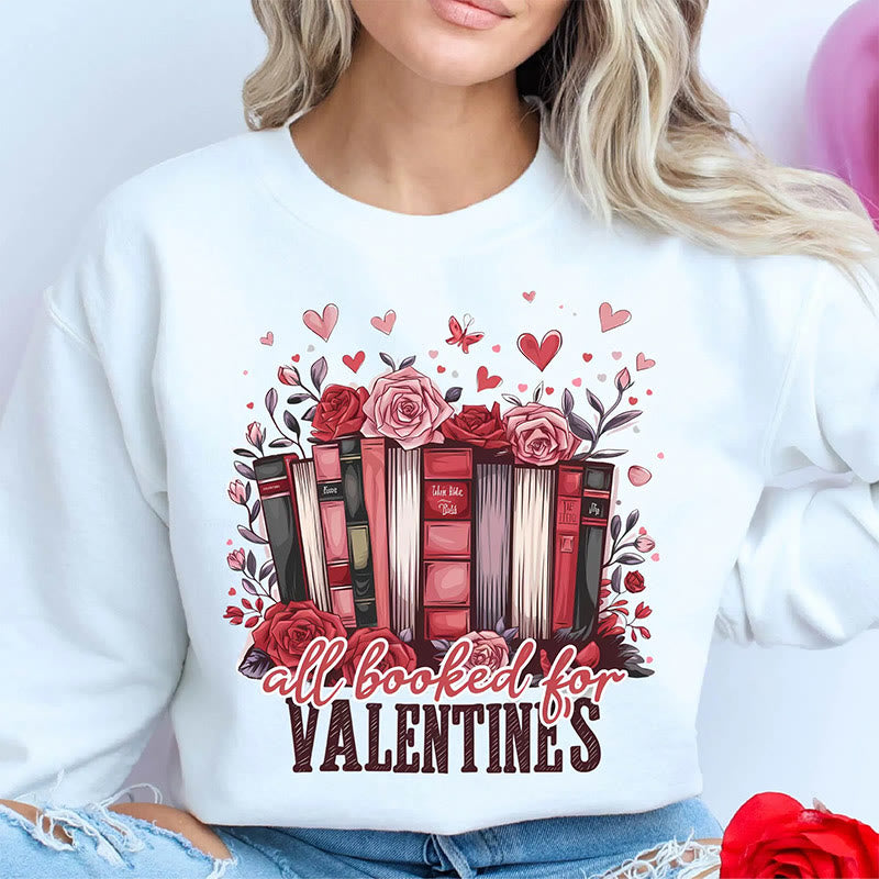 Bookish Valentines Day Crewneck Sweatshirt Pullover Long Sleeve Fleeced Sweatshirt