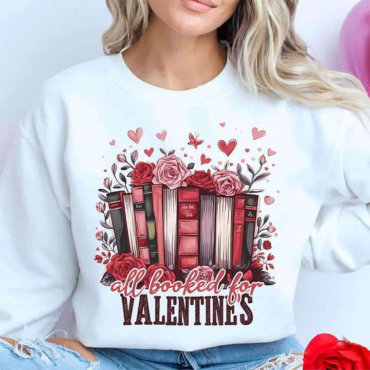 Bookish Valentines Day Crewneck Sweatshirt Pullover Long Sleeve Fleeced Sweatshirt