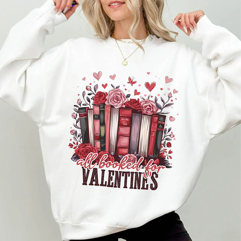 Bookish Valentines Day Crewneck Sweatshirt Pullover Long Sleeve Fleeced Sweatshirt