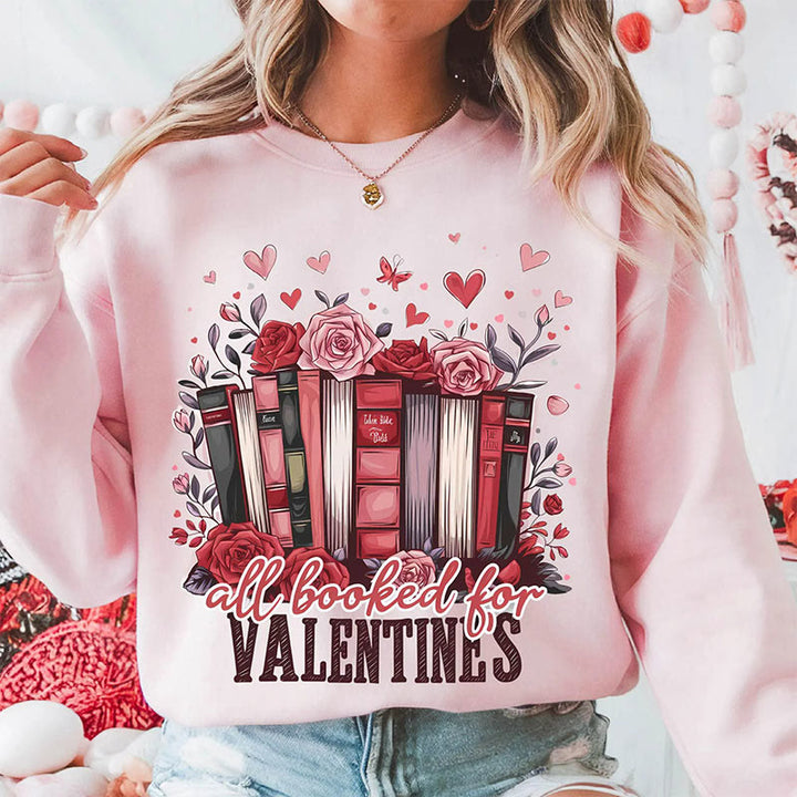 Bookish Valentines Day Crewneck Sweatshirt Pullover Long Sleeve Fleeced Sweatshirt