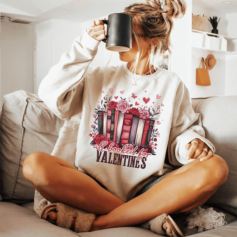 Bookish Valentines Day Crewneck Sweatshirt Pullover Long Sleeve Fleeced Sweatshirt