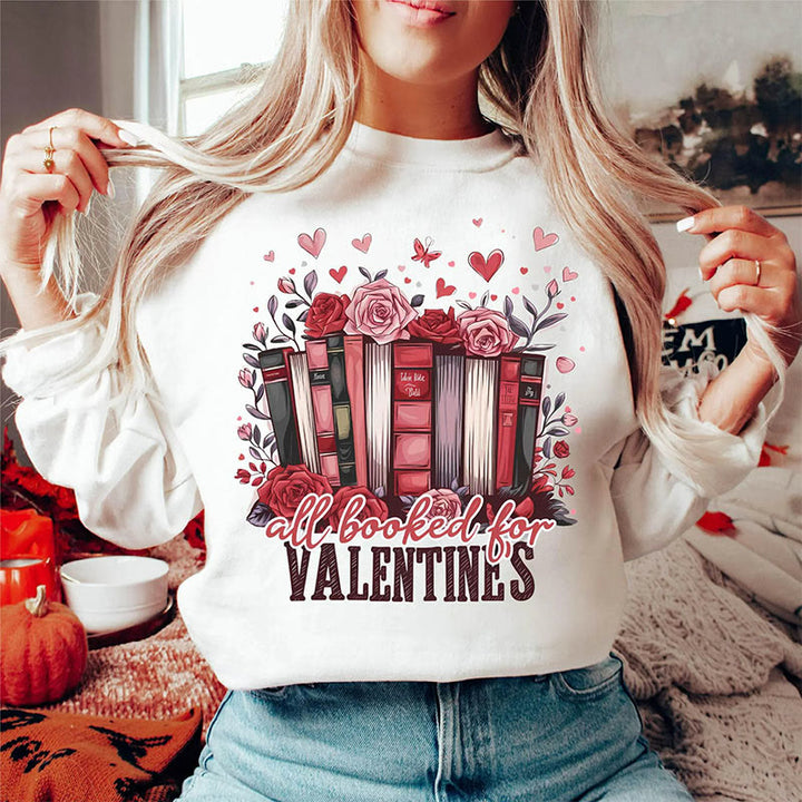 Bookish Valentines Day Crewneck Sweatshirt Pullover Long Sleeve Fleeced Sweatshirt