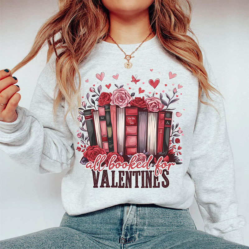 Bookish Valentines Day Crewneck Sweatshirt Pullover Long Sleeve Fleeced Sweatshirt