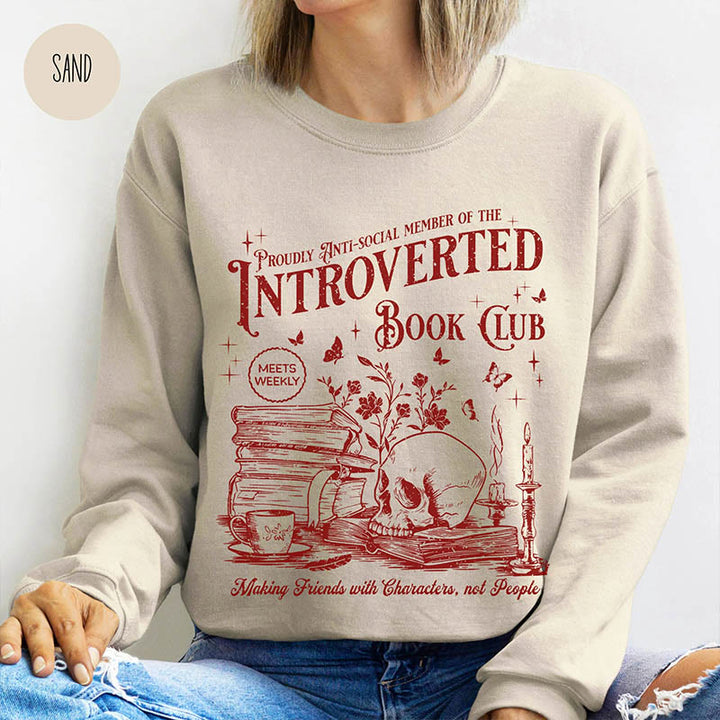 Anti Social Book Club Crewneck Sweatshirt Pullover Long Sleeve Fleeced Sweatshirt