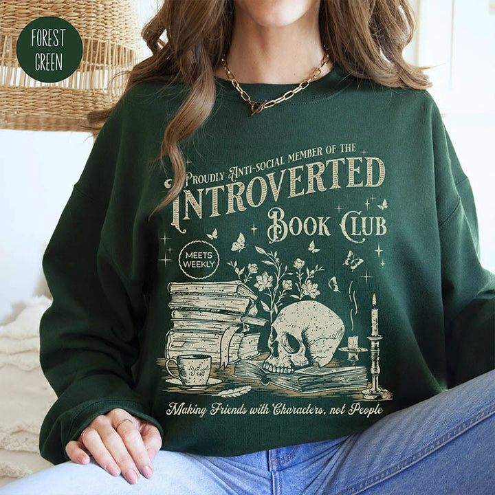 Anti Social Book Club Crewneck Sweatshirt Pullover Long Sleeve Fleeced Sweatshirt