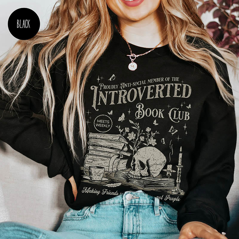 Anti Social Book Club Crewneck Sweatshirt Pullover Long Sleeve Fleeced Sweatshirt