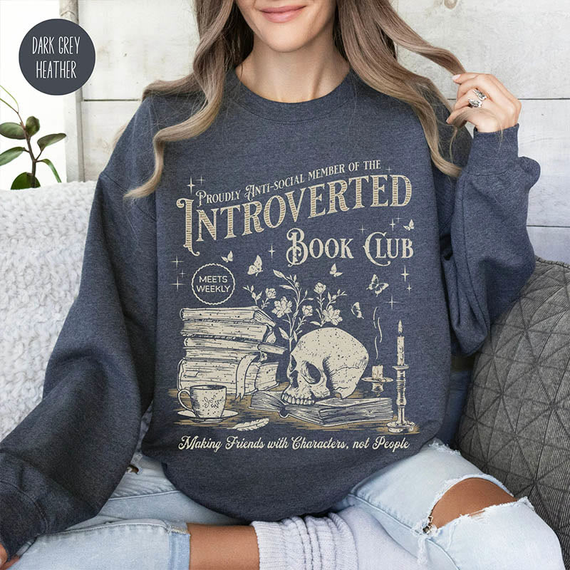 Anti Social Book Club Crewneck Sweatshirt Pullover Long Sleeve Fleeced Sweatshirt