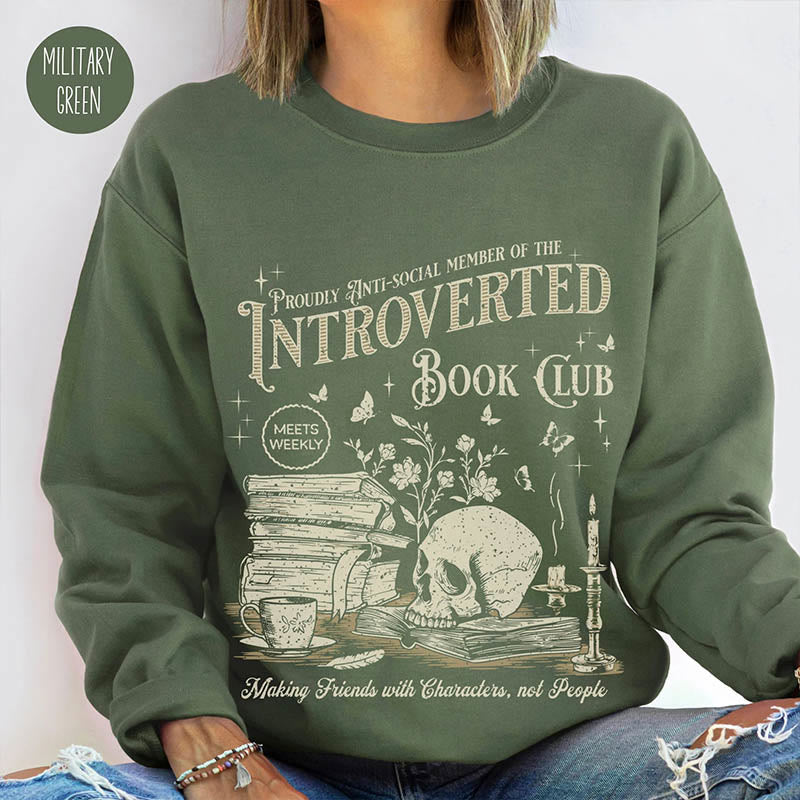 Anti Social Book Club Crewneck Sweatshirt Pullover Long Sleeve Fleeced Sweatshirt