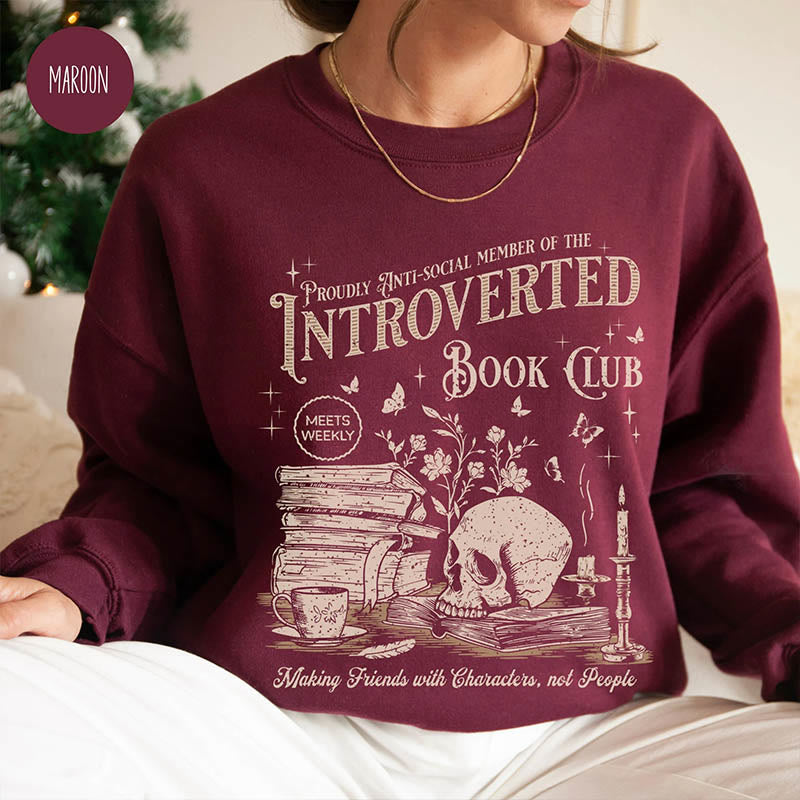 Anti Social Book Club Crewneck Sweatshirt Pullover Long Sleeve Fleeced Sweatshirt