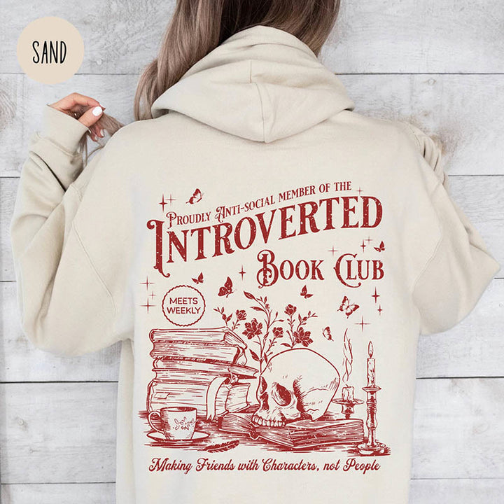 Bookish Skeleton Crewneck Hoodie Pullover Long Sleeve Fleeced Hoodied Sweatshirt