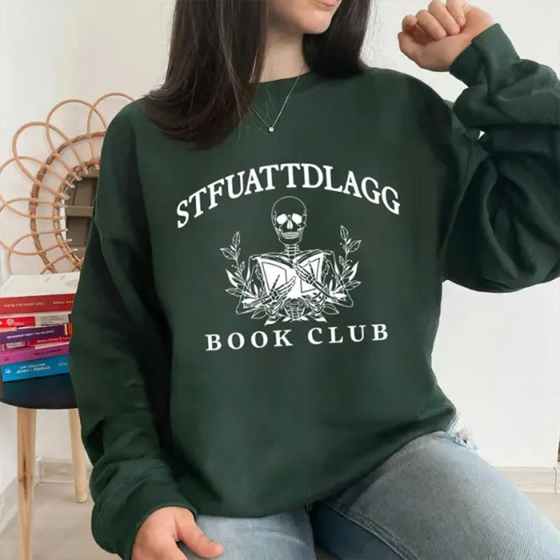 Stfuattdlagg Book Club Crewneck Sweatshirt Pullover Long Sleeve Fleeced Sweatshirt