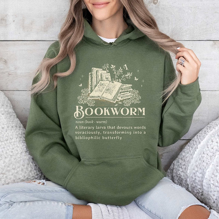 Bookworm Definition Crewneck Hoodie Pullover Long Sleeve Fleeced Hoodied Sweatshirt