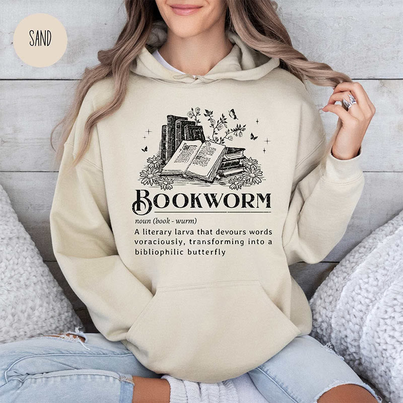 Bookworm Definition Crewneck Hoodie Pullover Long Sleeve Fleeced Hoodied Sweatshirt