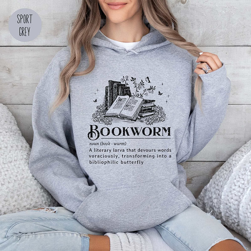 Bookworm Definition Crewneck Hoodie Pullover Long Sleeve Fleeced Hoodied Sweatshirt