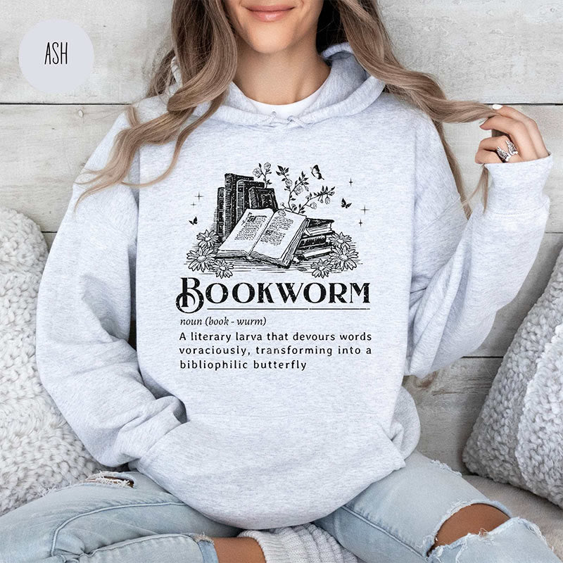 Bookworm Definition Crewneck Hoodie Pullover Long Sleeve Fleeced Hoodied Sweatshirt