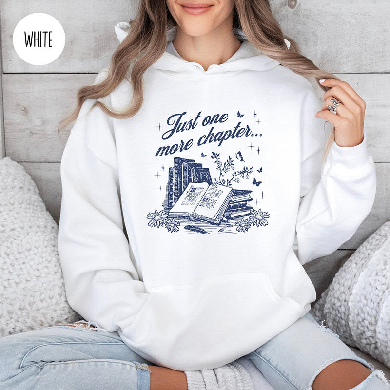 One More Chapter Crewneck Hoodie Pullover Floral Bookworm Fleeced Hoodied Sweatshirt