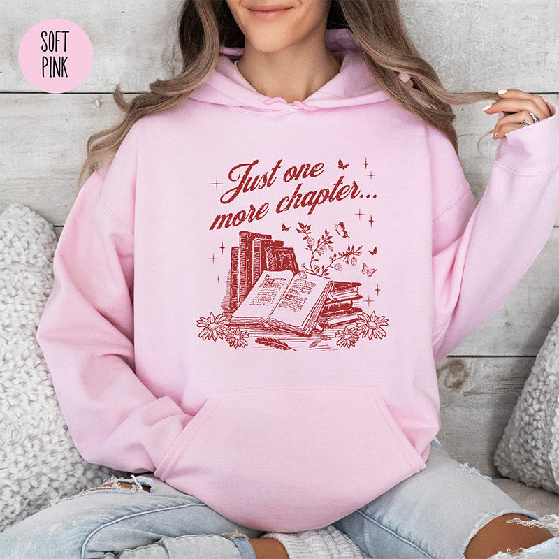 One More Chapter Crewneck Hoodie Pullover Floral Bookworm Fleeced Hoodied Sweatshirt