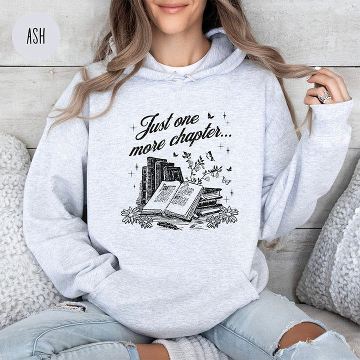 One More Chapter Crewneck Hoodie Pullover Floral Bookworm Fleeced Hoodied Sweatshirt